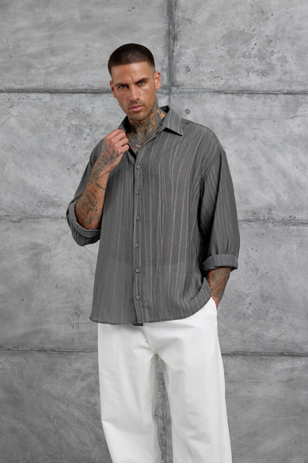 Antrasit Sülfür Çilek Model Oversize Gömlek