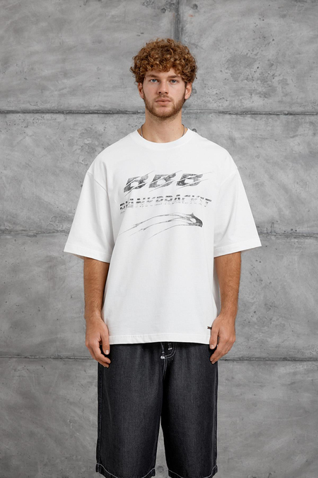 Beyaz BBB BASKI OVERSIZE TSHIRT