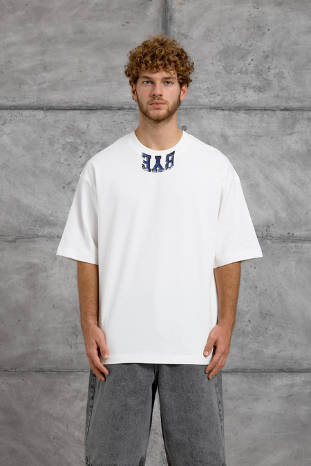 Beyaz BYE BASKI OVERSIZE TSHIRT