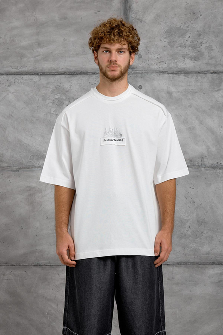 Beyaz FASHİON BASKI OVERSIZE TSHIRT