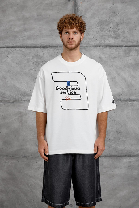 Beyaz GOODVISIUL BASKI OVERSIZE TSHIRT
