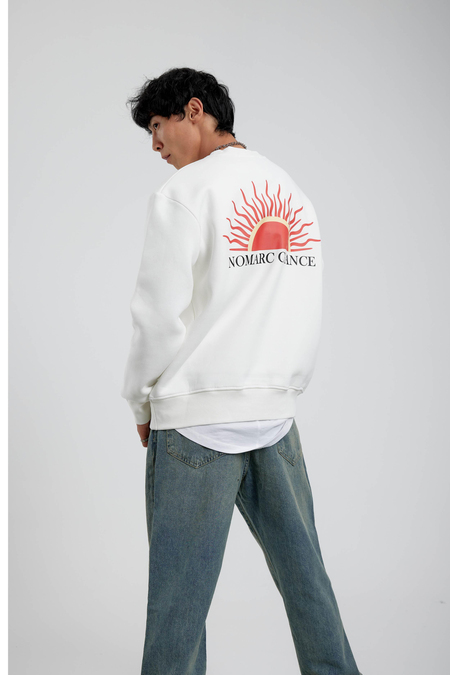 Beyaz Güneş Baskılı Sweatshirt