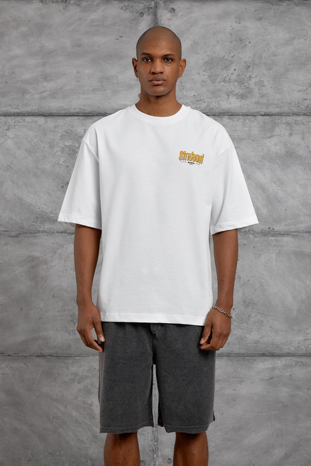 Beyaz STRIDEOUT BASKILI OVERSIZE TSHIRT