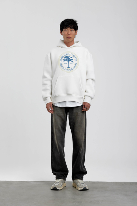 Beyaz Yazılı Palmiye Baskılı Kapüşonlu Sweatshirt