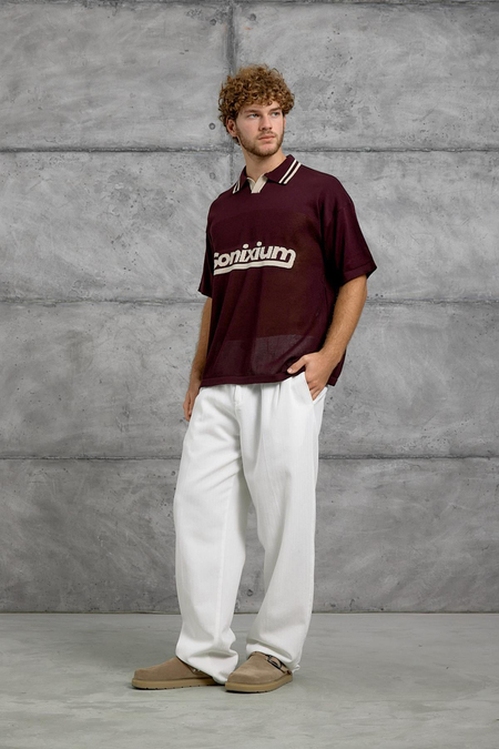 Bordo SONIXIUM YAZILI POLO YAKA TRİKO