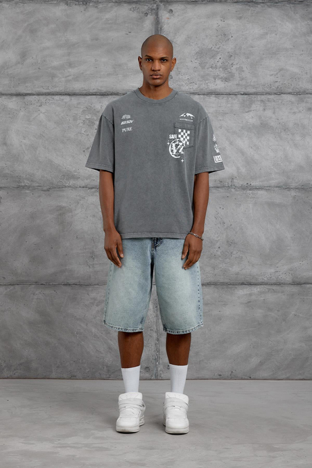 Füme CEP BASKI YIKAMALI OVERSIZE TSHIRT