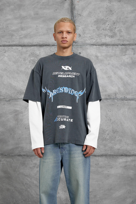 Füme Nmrc Areswing Yazılı Oversize Parça Kollu Sweatshirt