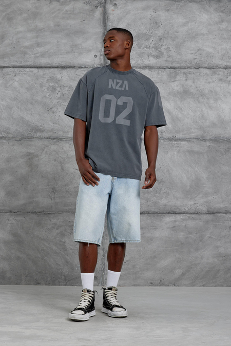 Füme Nza 02 Baskılı Yıkamalı Oversize Tshirt