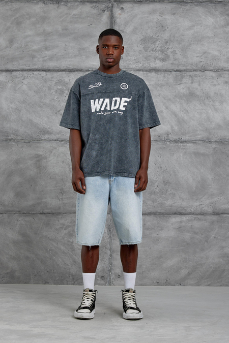 Füme Wade 3 Miami Baskılı Yıkamalı Oversize Tshirt