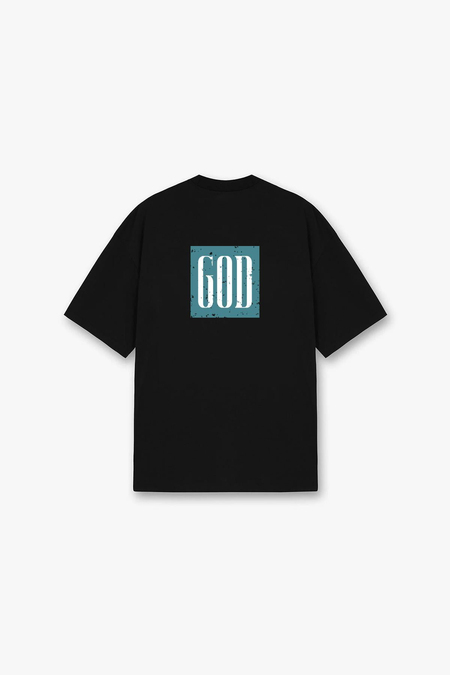 God Yazılı Siyah Tshirt