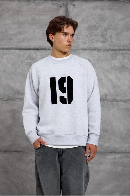 Gri 19 BASKILI OVERSIZE SWEATSHIRT