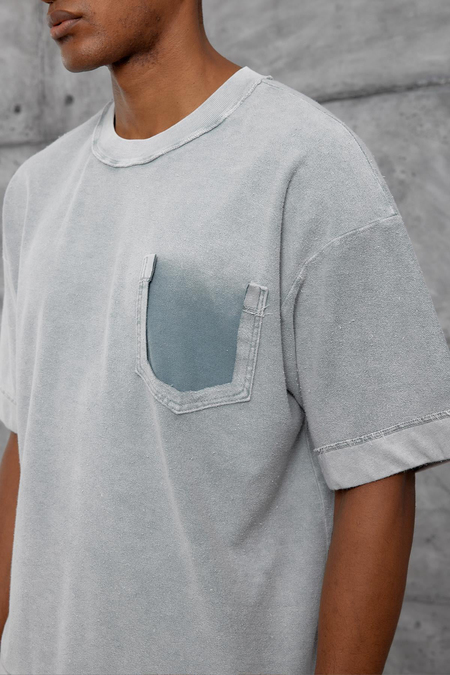 Gri CEP DETAYLI YIKAMALI OVERSIZE TSHIRT