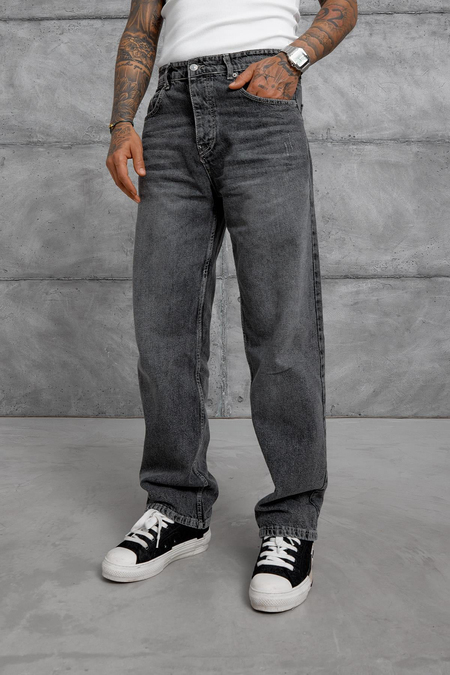 Gri MOB TAŞLAMALI BAGGY JEAN