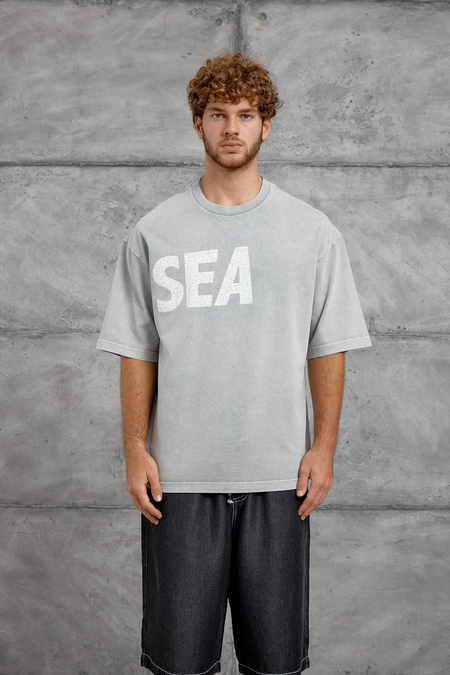 Gri SEA BASKI YIKAMALI OVERSIZE TSHIRT