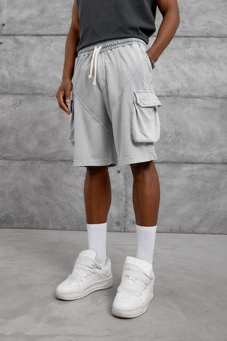 Gri YIKAMALI KARGO CEP OVERSIZE SORT