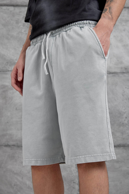 Gri Yıkamalı Oversize Şort