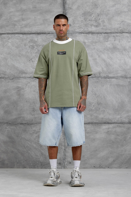 Haki Dont Cry Baskılı Oversize Tshirt