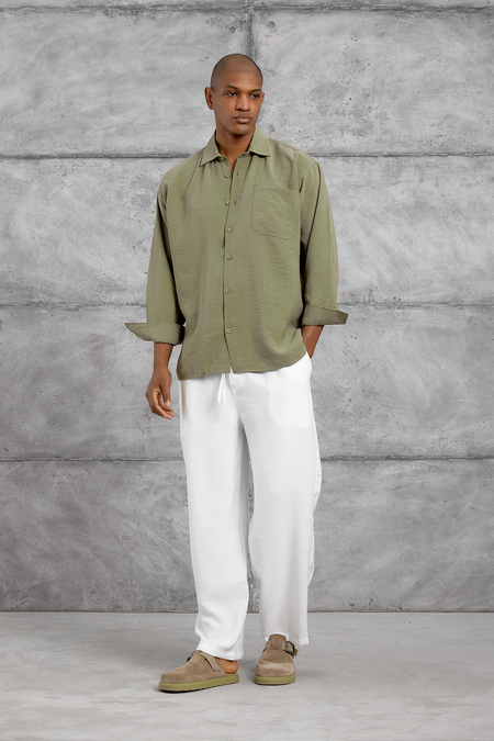 Haki MODAL KUMAŞ OVERSIZE GÖMLEK