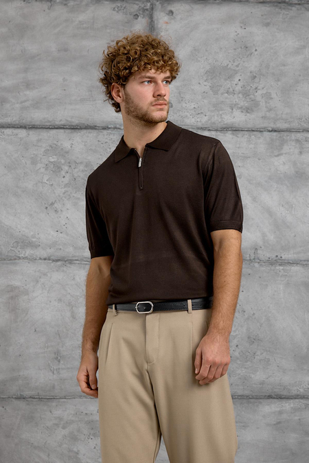 Kahverengi DP FERMUARLI POLO TSHIRT