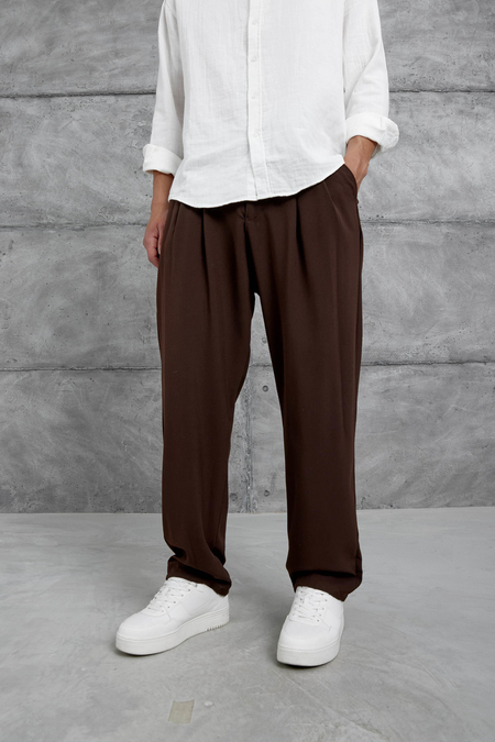 Kahverengi W11 Kumaş Baggy Pantolon
