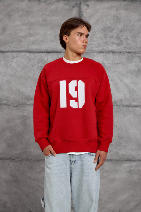 Kırmızı 19 BASKILI OVERSIZE SWEATSHIRT