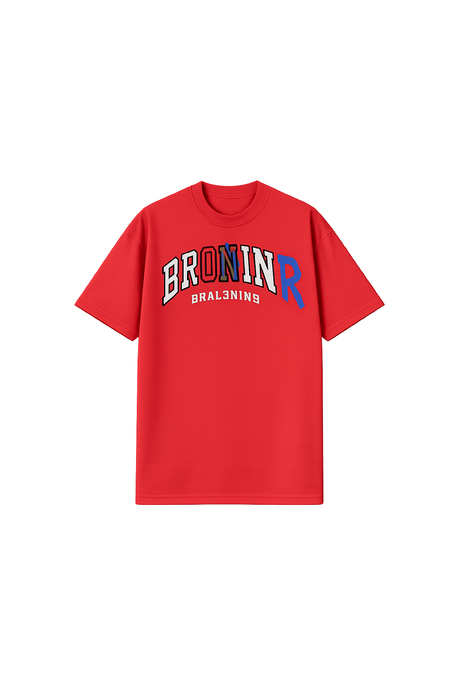 Kırmızı BRONINR BASKILI OVERSIZE TSHIRT