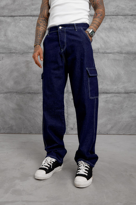 Koyu Lacivert Kp Kargo Baggy Jean
