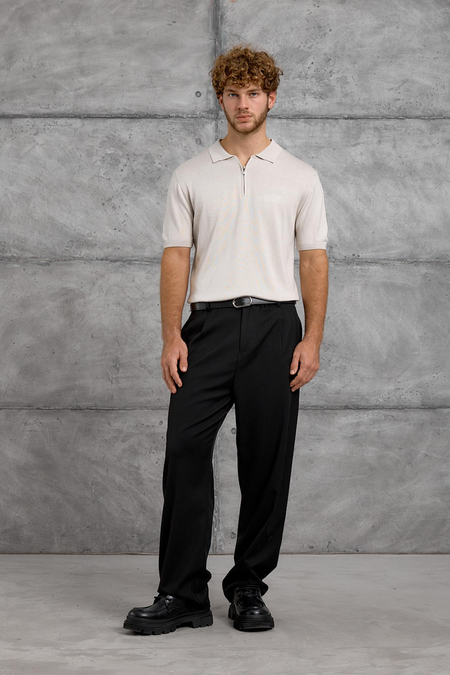 Krem DP FERMUARLI POLO TSHIRT