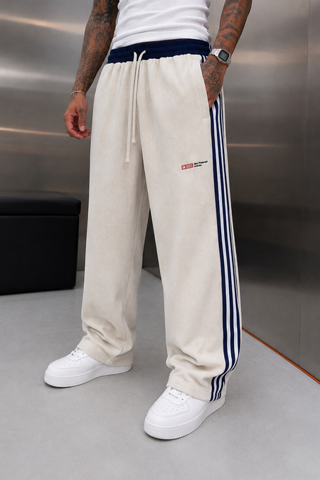 Krem FİTİLLİ İNCE KADİFE BAGGY EŞOFMAN ALTI