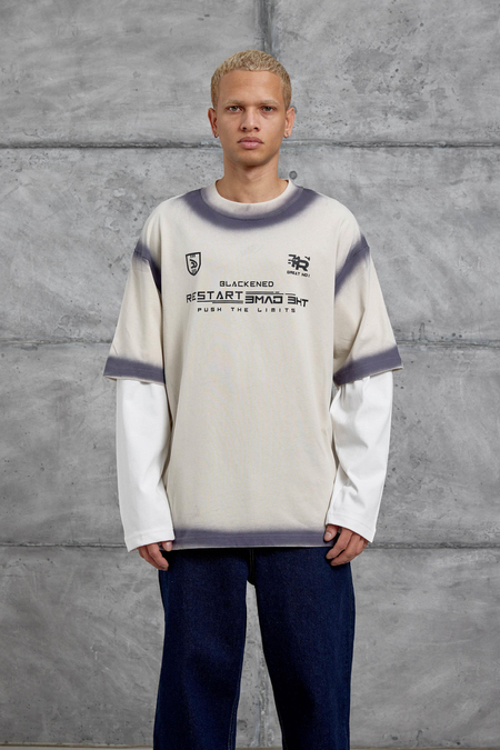 Krem RESTART BASKILI KOLU PARCALI SWEATSHİRT