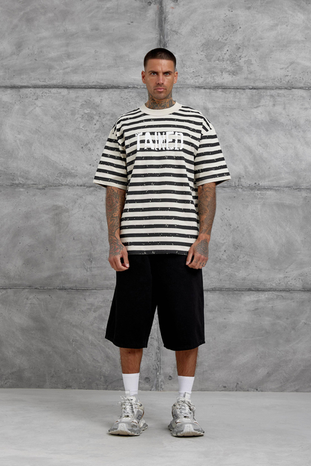 Krem Tained Baskılı Oversize Tshirt