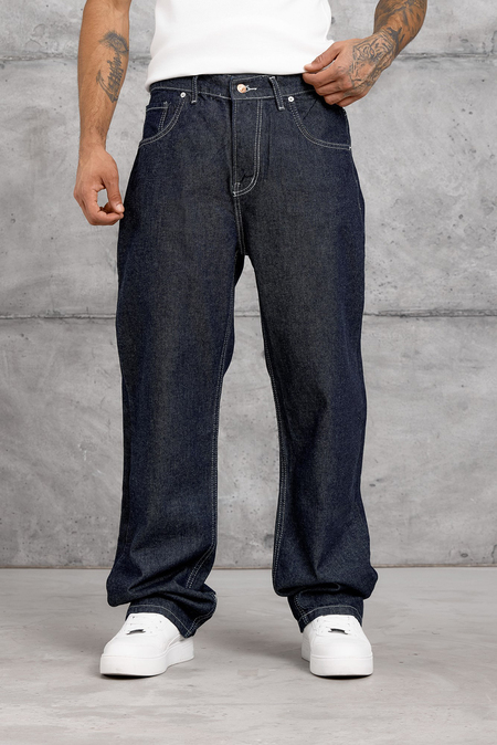 Lacivert ARKA CEPTE NAKIŞ BAGGY JEAN