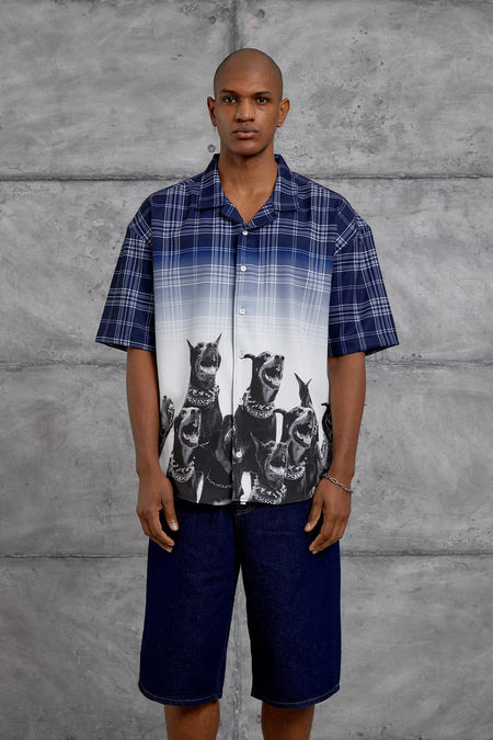 Lacivert DIGITAL KOPEK  BASKI OVERSIZE GOMLEK