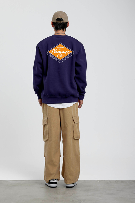 Lacivert Horizons Baskılı Sweatshirt