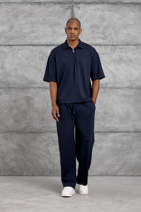Lacivert OYSHO KUMAŞ POLO YALA TSHIRT