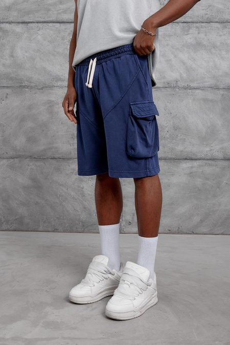 Lacivert YIKAMALI KARGO CEP OVERSIZE SORT
