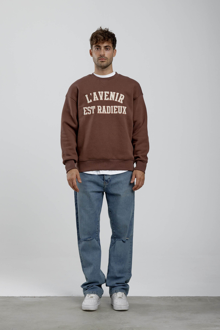 Lavenir Yazılı Kahverengi Sweatshirt