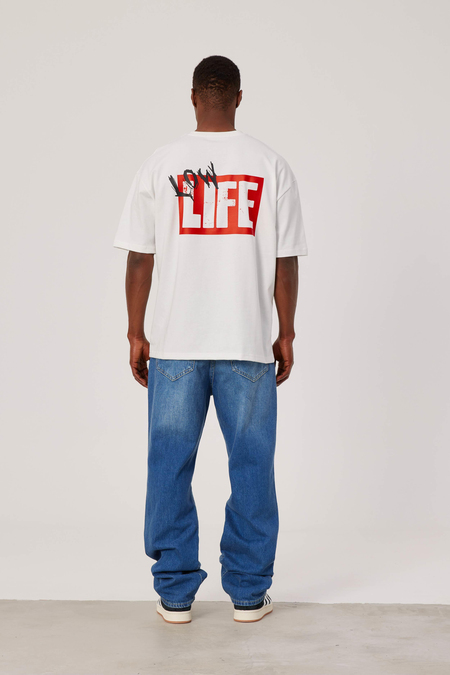 Low Life Yazı Baskılı Beyaz Tshirt