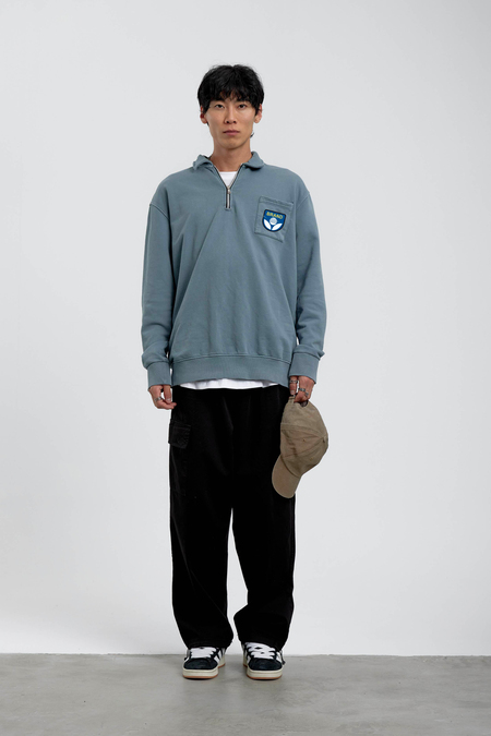 Mavi Brand Yazılı Yakası Fermuarlı Sweatshirt