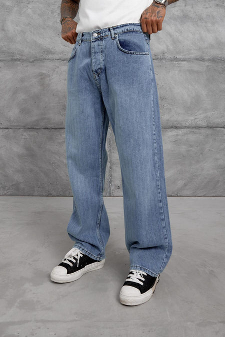 Mavi ÇİZGİ DESEN BAGGY JEAN