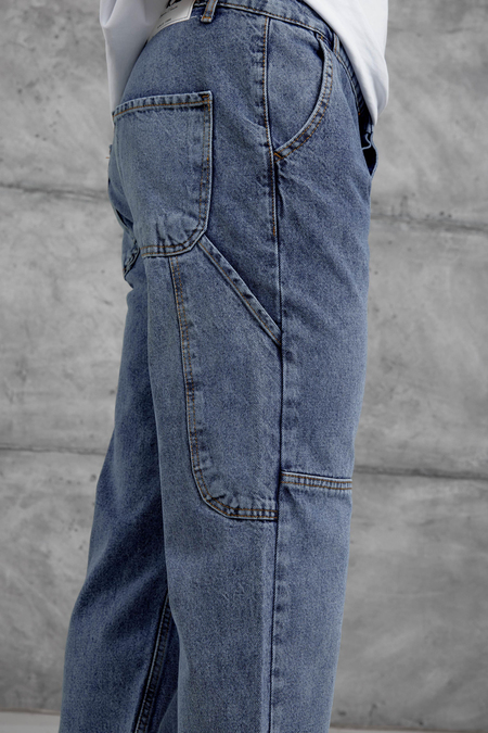 Mavi Mb Cep Detaylı  Baggy Jean