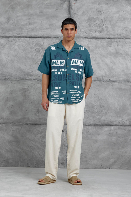 Mavi Mlm Elson Baskılı Oversize Gömlek