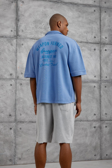 Mavi POLO YAKA CEPLI YIKAMALI OVERSIZE TSHIRT