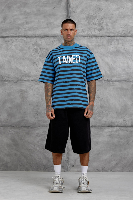 Mavi Tained Baskılı Oversize Tshirt