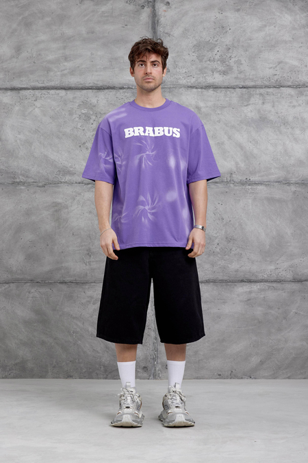 Mor Brabus Yazılı Oversize Tshirt