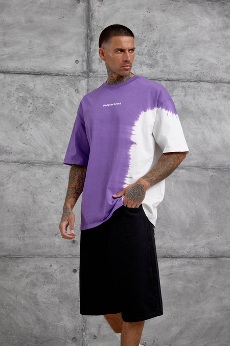 Mor Desinged Brand Yazılı Oversize Tshirt