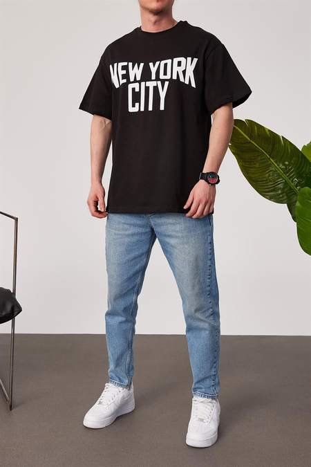 New York City Baskılı Siyah Tshirt