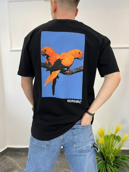 Nomarc Arka Papağan Detaylı Siyah Tshirt