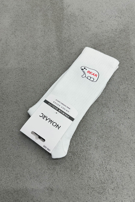 Nomarc Bear Yazılı Beyaz Çorap