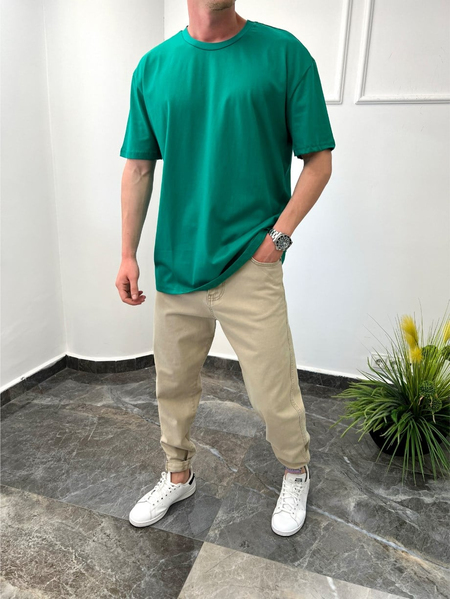 Nomarc Düz Kesim Basic Zümrüt Yeşili Tshirt